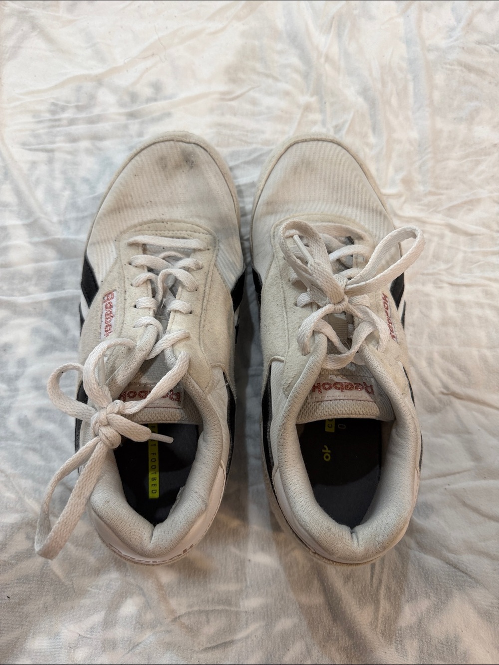 Reebok Kids White Sneakers with Black Stripes